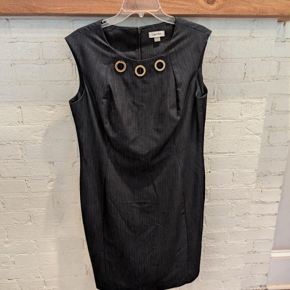Calvin Klein Women's Grey and Black Work dress